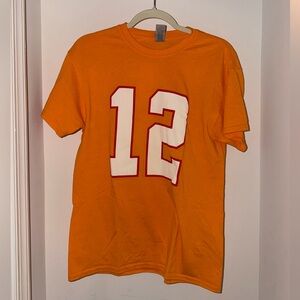 Gildan Orange Short-Sleeve Tee with White & Red Number 12
